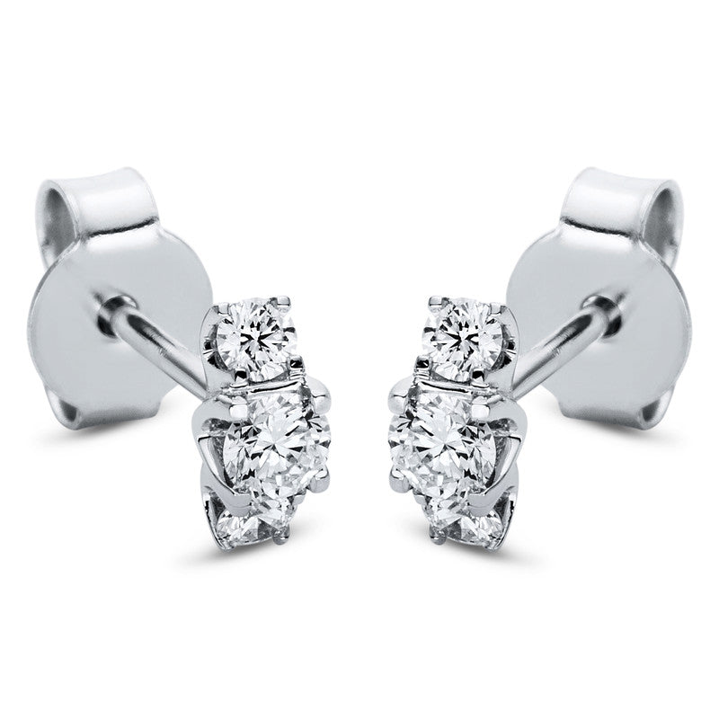 Ohrstecker 18 kt WG, 4 Brill. 0,16 ct, TW-si, 2 Brill. 0,19 ct, TW-si