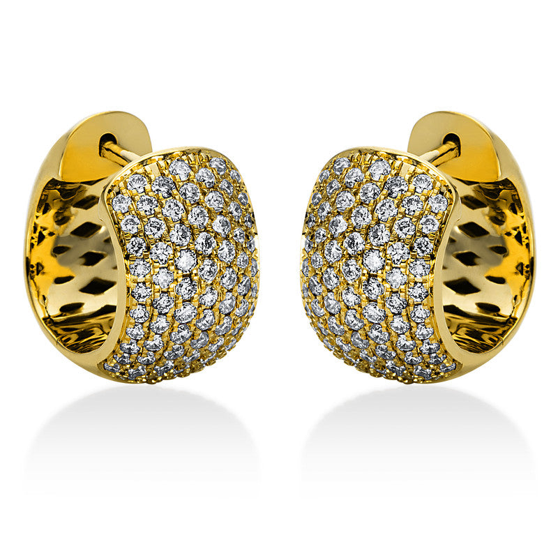 Creolen 18 kt GG, 40 Brill. 0,15 ct, TW-si, 62 Brill. 0,38 ct, TW-si, 44 Brill. 0,21 ct, TW-si