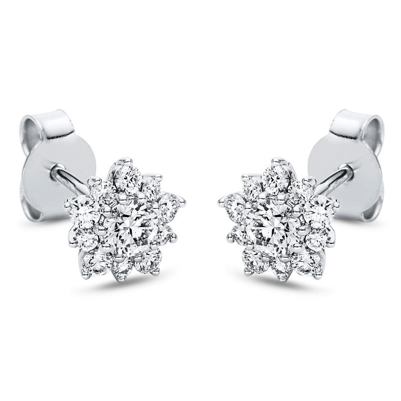 Ohrstecker 18 kt WG, 2 Brill. 0,33 ct, TW-si, 20 Brill. 0,35 ct, TW-si