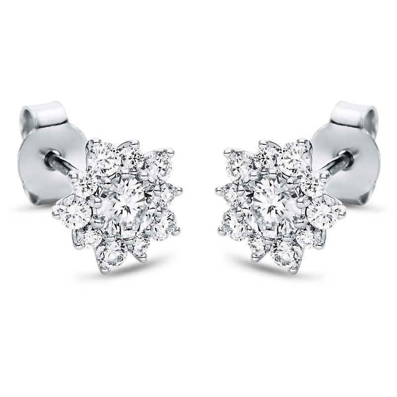 Ohrstecker 18 kt WG, 2 Brill. 0,49 ct, TW-si, 20 Brill. 0,55 ct, TW-si