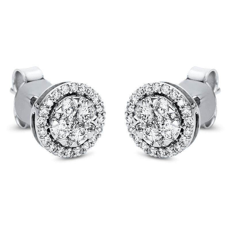 Ohrstecker 18 kt WG. 8 Brillanten 0.37 ct. TW-si. 50 Brillanten 0.24 ct. TW-si
