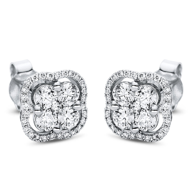 Ohrstecker 18 kt WG, 8 Brill. 0,88 ct, TW-si, 58 Brill. 0,25 ct, TW-si