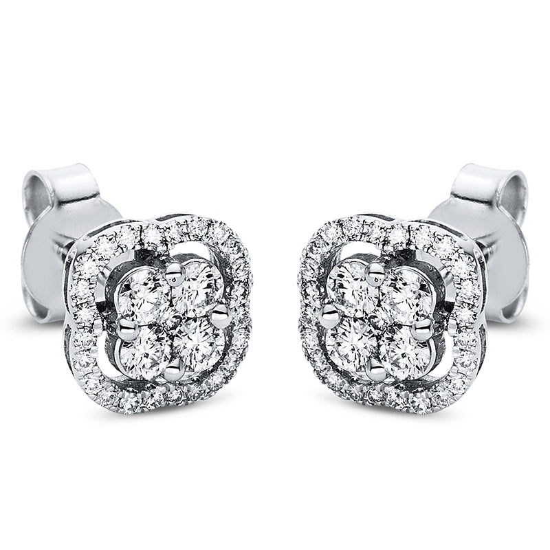 Ohrstecker 14 kt WG, 8 Brill. 0,39 ct, TW-si, 50 Brill. 0,20 ct, TW-si