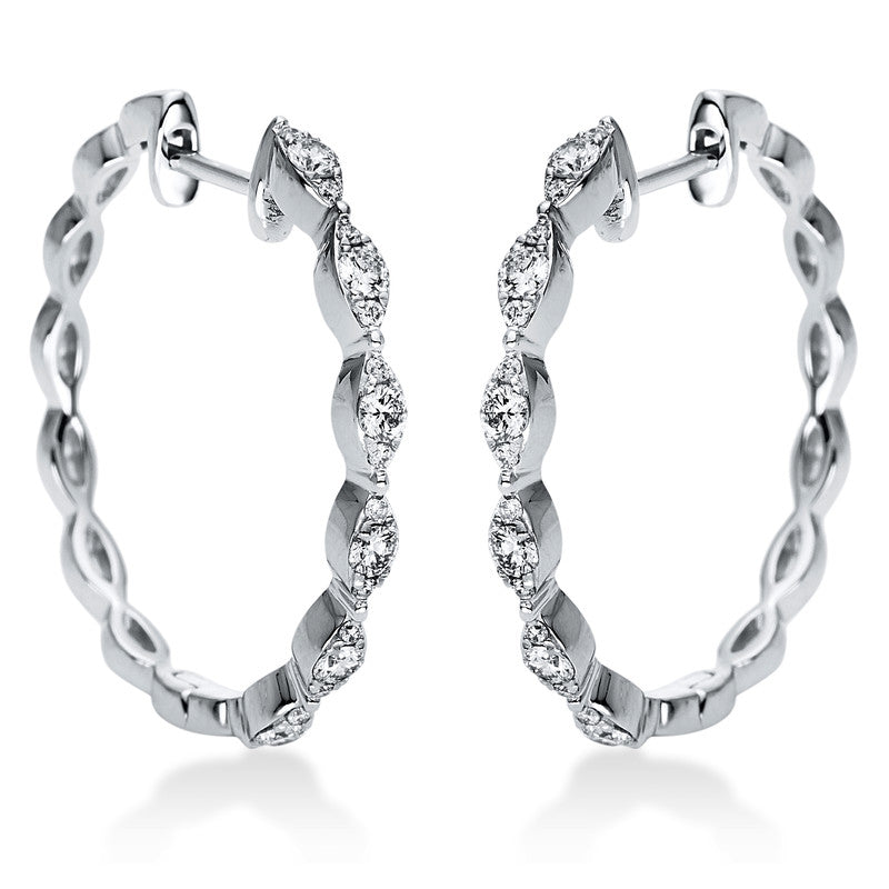Creolen 14 kt WG, 12 Brill. 0,34 ct, TW-si, 24 Brill. 0,12 ct, TW-si