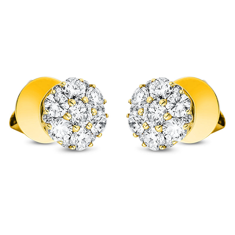 Ohrstecker 18 kt GG, 12 Brill. 0,10 ct, TW-vsi/si, 2 Brill. 0,28 ct, TW-vsi/si, 12 Brill. 1,16 ct, TW-vsi/si