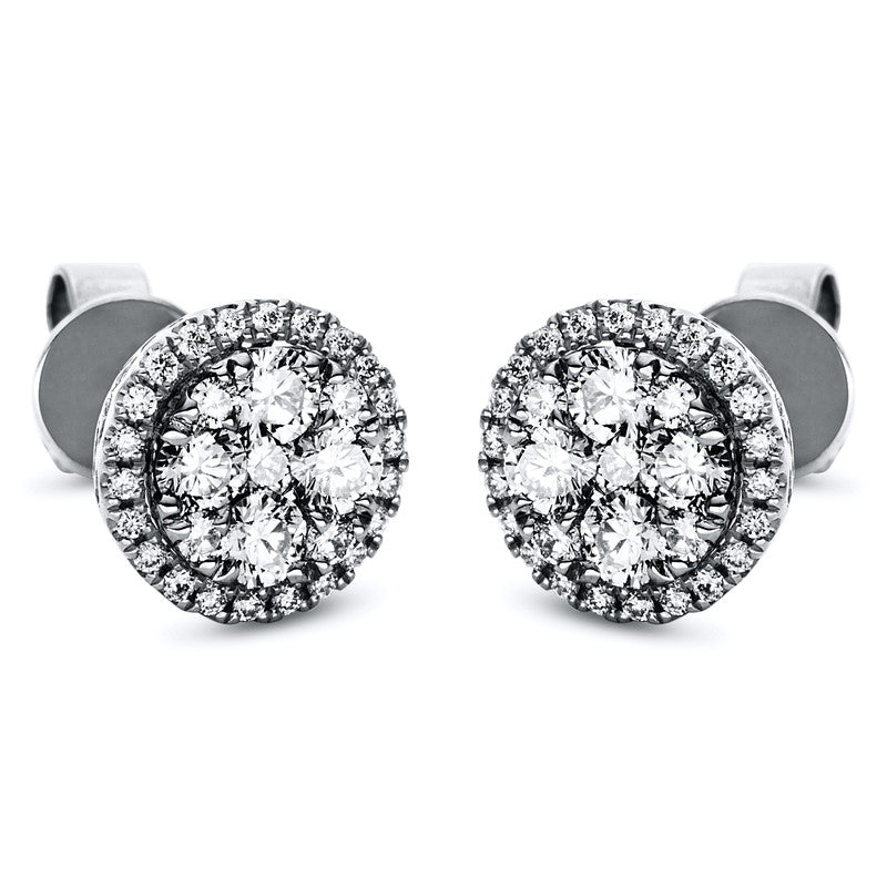 Ohrstecker 18 kt WG, 8 Brill. 0,63 ct, TW-si, 54 Brill. 0,32 ct, TW-si