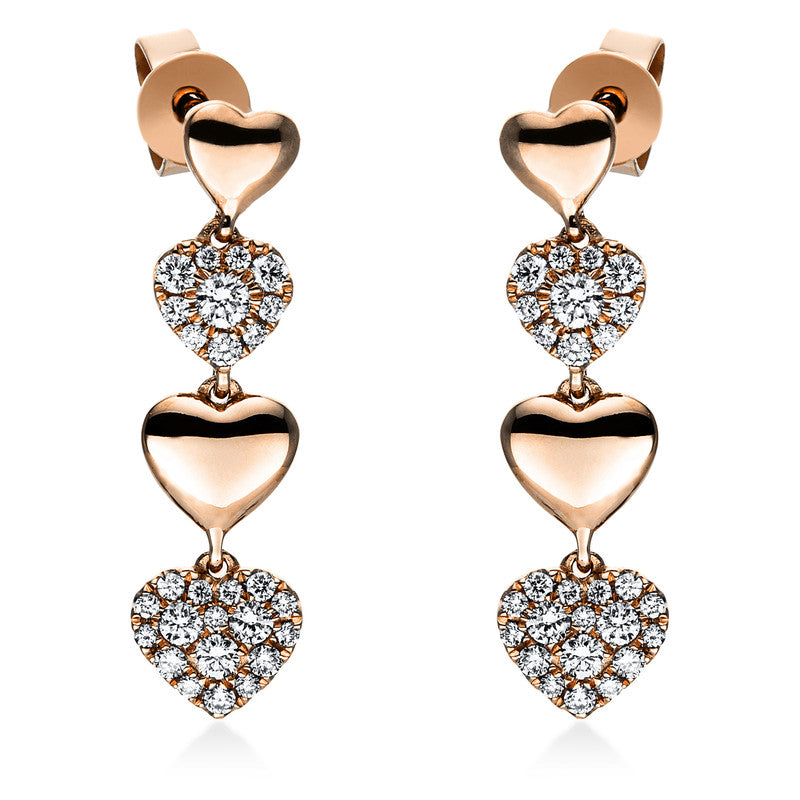 Ohrschmuck 18 kt RG, 10 Brill. 0,14 ct, TW-si, 42 Brill. 0,15 ct, TW-si, 2 Brill. 0,05 ct, TW-si