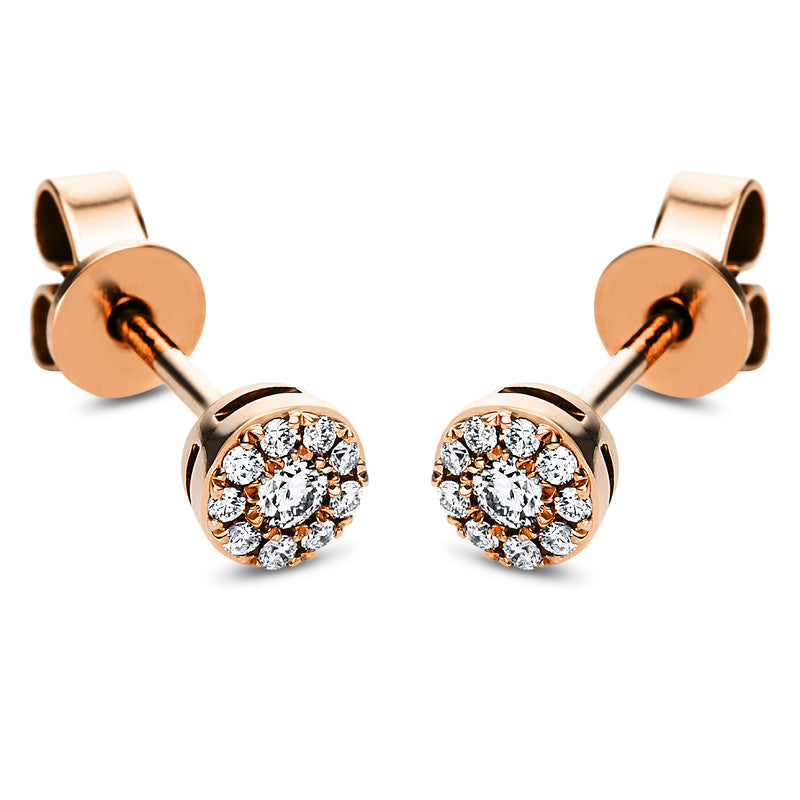 Ohrstecker 18 kt RG, 18 Brill. 0,07 ct, TW-si, 2 Brill. 0,06 ct, TW-si