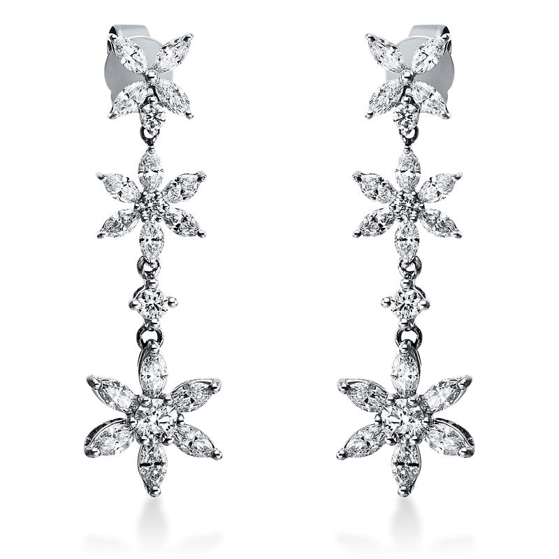 Ohrschmuck 18 kt WG. 6 Brillanten 0.24 ct. TW-si. 32 Navette 1.91 ct. TW-si. 2 Brillanten 0.29 ct. TW-si