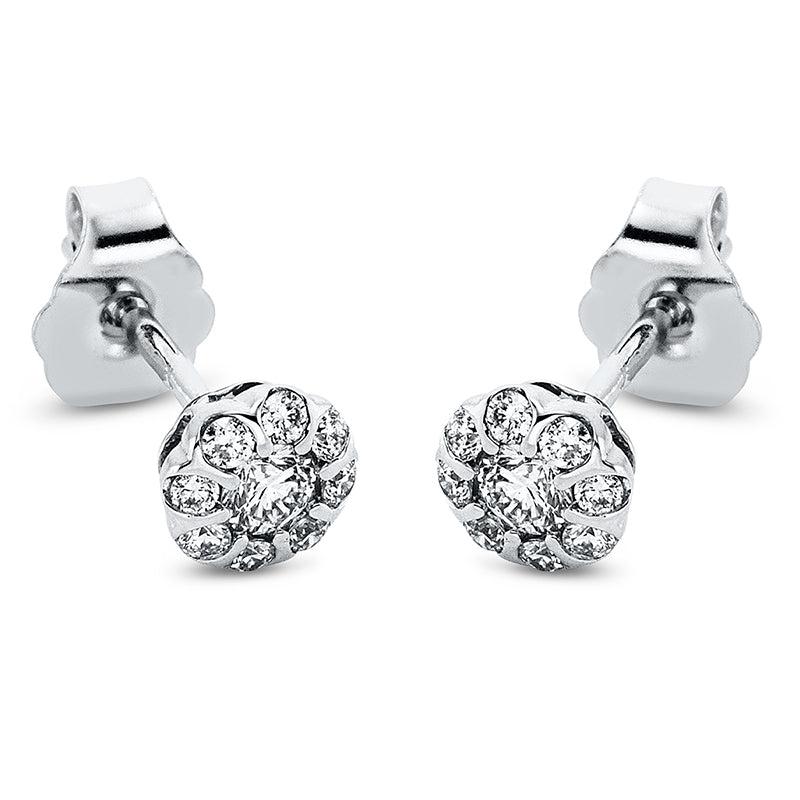 Ohrstecker 14 kt WG. 2 Brillanten 0.12 ct. TW-si. 16 Brillanten 0.14 ct. TW-si