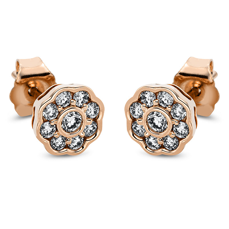 Ohrstecker 14 kt RG, 2 Brill. 0,07 ct, TW-si, 16 Brill. 0,25 ct, TW-si