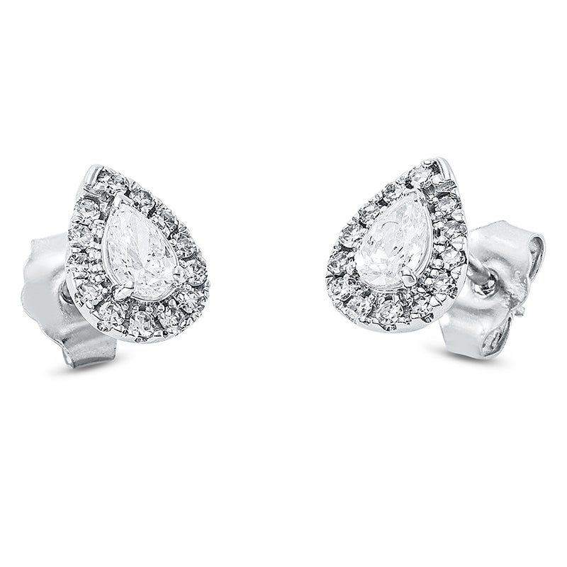 Ohrstecker 14 kt WG. 2 Tropfen 0.27 ct. TW-si. 26 Diamanten 0.16 ct. TW-si