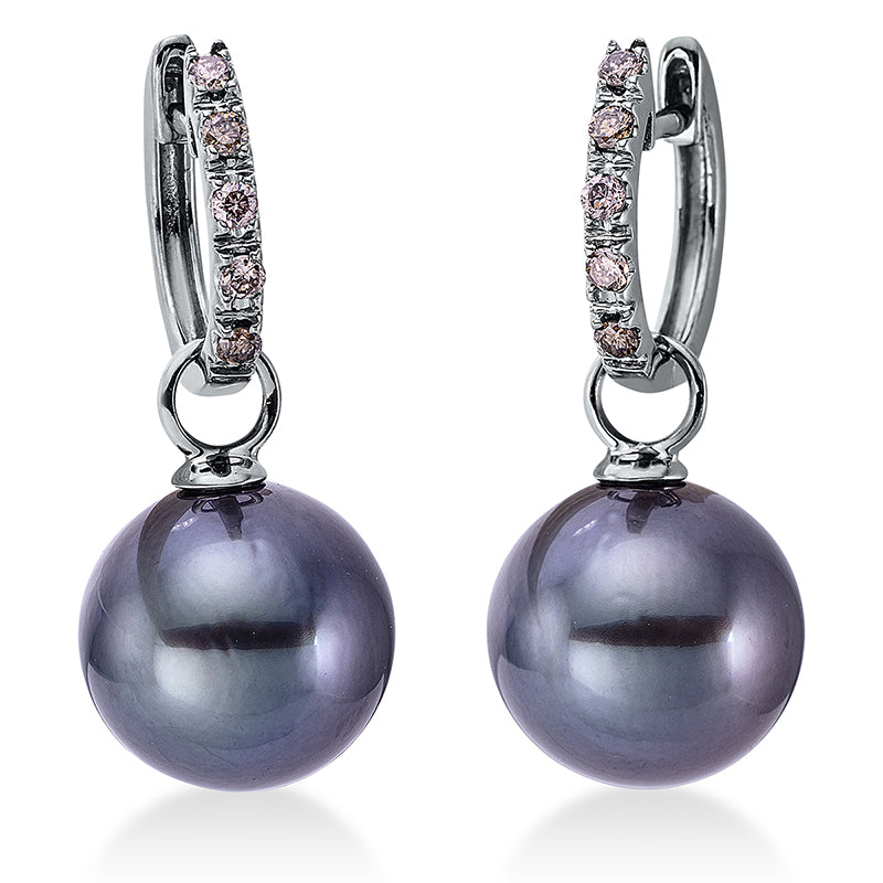 Ohrschmuck 18 kt WG, 10 Brill. 0,17 ct, W-si, 2 TA dunkel 10,5 mm