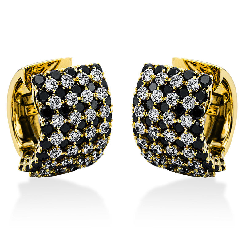 Creolen 18 kt GG. 64 Brillanten 2.98 ct. TW/W-vsi/si. 90 Brillanten 5.30 ct. schwarz