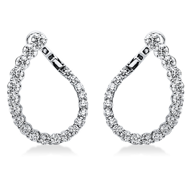 Creolen 18 kt WG, 10 Brill. 1,08 ct, TW-vsi, 32 Brill. 1,53 ct, TW-vsi