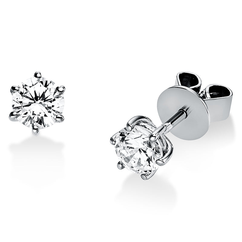 Ohrstecker 6er-Krappe 18 kt WG. GIA1395677268 + GIA7396648758. 2 Brillanten 0.80 ct. E-si