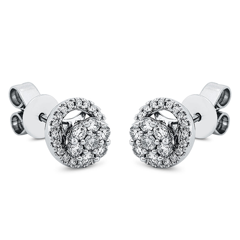 Ohrstecker 18 kt WG, 40 Brill. 0,12 ct, TW-si, 14 Brill. 0,27 ct, TW-si