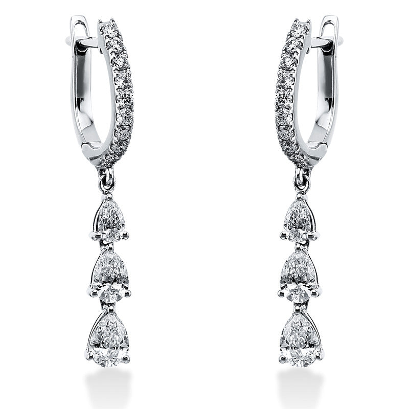 Ohrschmuck 18 kt WG, 6 Tropfen 1,09 ct, TW-vsi, 18 Brill. 0,30 ct, TW-vsi