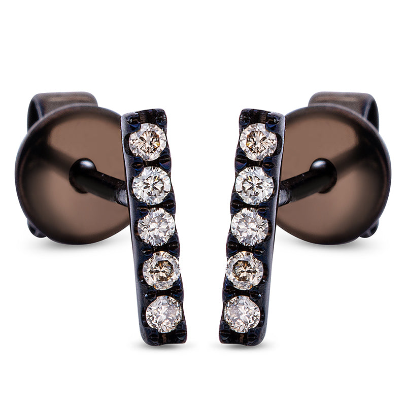 Ohrstecker 14 kt WG, schwarz rhodiniert, 10 Brill. 0,08 ct, braun