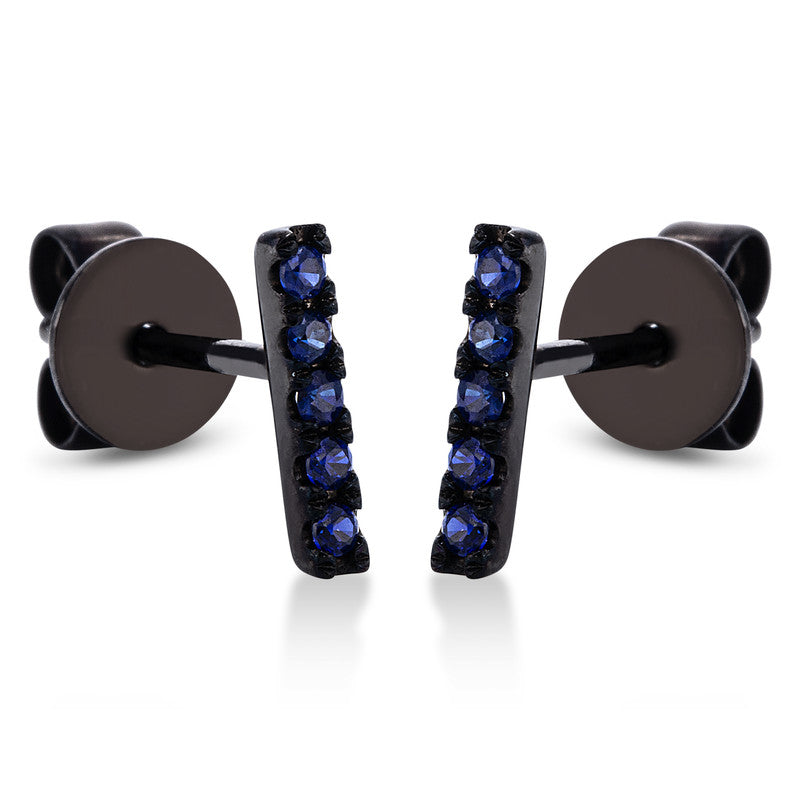 Ohrstecker 14 kt WG, schwarz rhodiniert, 10 Saphire 0,09 ct blau