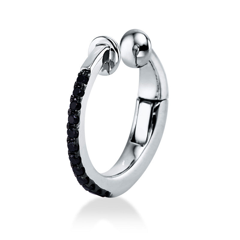 Ohrschmuck 18 kt WG, Ohrmanschette Fassung teils sc, 12 Brill. 0,07 ct, schwarz