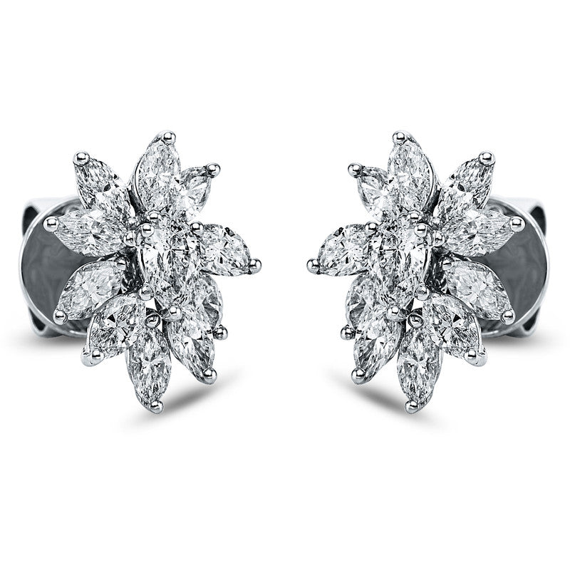 Ohrstecker 18 kt WG. 2 Tropfen 0.44 ct. TW-si. 20 Navette 1.94 ct. TW-si. H:11.7 mm. B:15.3 mm