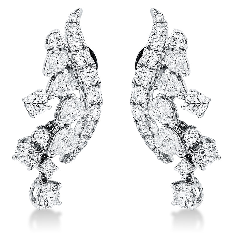 Ohrstecker 18 kt WG, 2 Brill. 0,30 ct, TW-si, 4 Brill. 0,49 ct, TW-si, 26 Brill. 0,90 ct, TW-si, 8 Tropfen 1,07 ct, TW-si