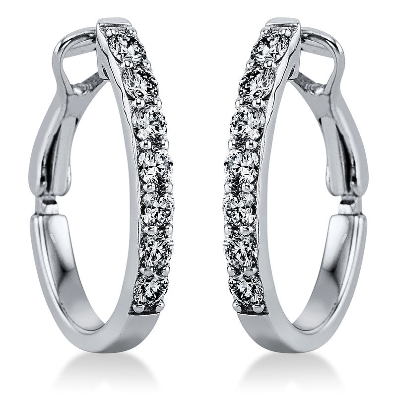 Creolen 18 kt WG, 14 Brill. 1,20 ct, TW-vsi