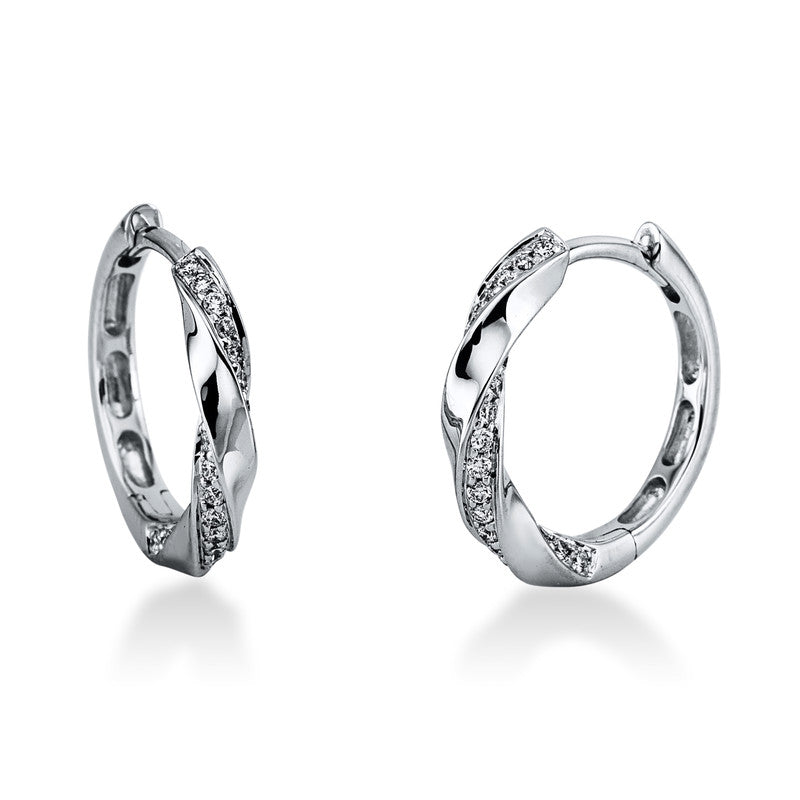 Creolen 18 kt WG, 52 Brill. 0,19 ct, TW-si