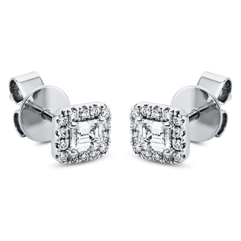 Ohrstecker 18 kt WG, 2 Sm.schliff 0,46 ct, TW-vsi, 28 Brill. 0,16 ct, TW-vsi