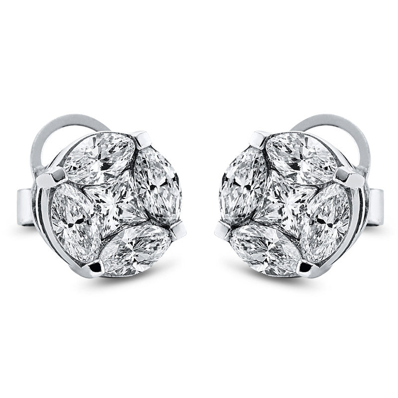 Ohrstecker 18 kt WG. 2 Princ. 1.42 ct. TW-vsi. 8 Navette 3.97 ct. TW-vsi