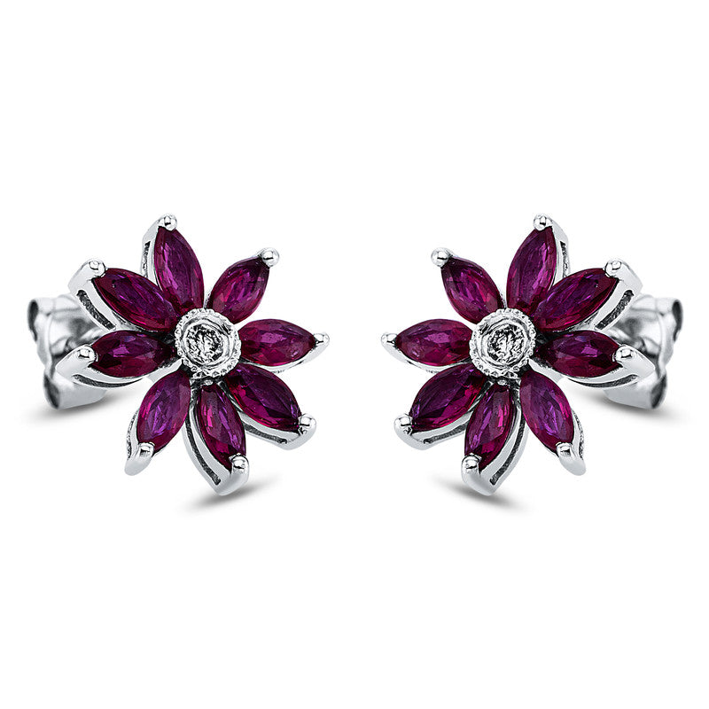 Ohrschmuck 18 kt WG, 16 Rubine 1,18 ct rot