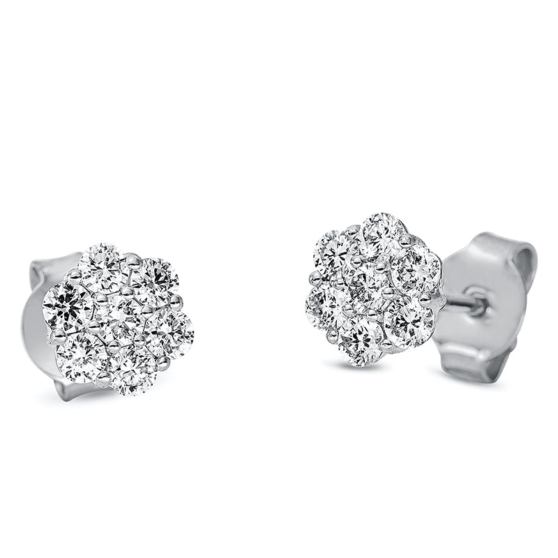 Ohrstecker 18 kt WG, 14 Brill. 0,56 ct, TW-si