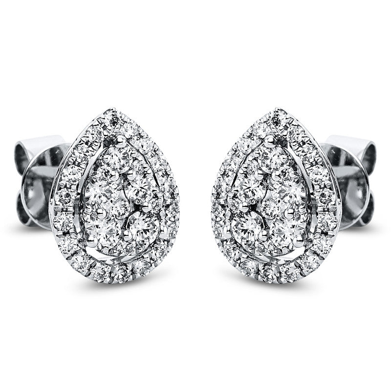 Ohrstecker 18 kt WG, 2 Brill. 0,07 ct, TW-si, 36 Brill. 0,18 ct, TW-si, 16 Brill. 0,09 ct, TW-si, 6 Brill. 0,15 ct, TW-si,,,,