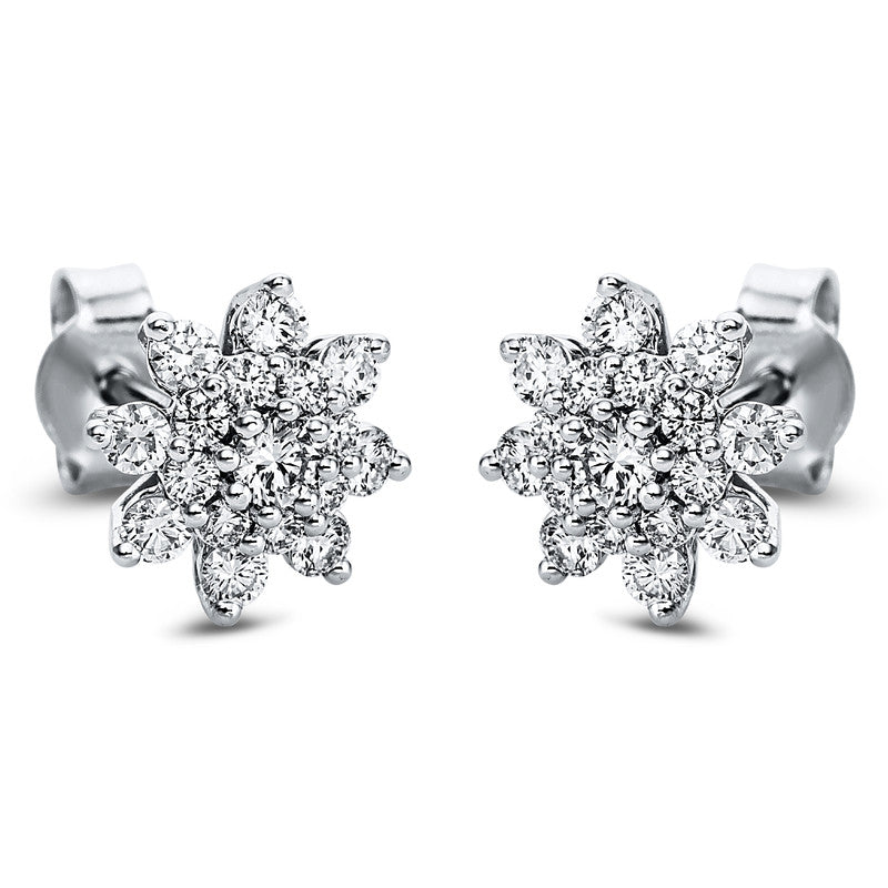 Ohrstecker 18 kt WG, 2 Brill. 0,15 ct, TW-si, 32 Brill. 0,81 ct, TW-si