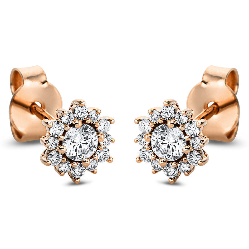 Ohrstecker 18 kt RG, 2 Brill. 0,29 ct, TW-si, 24 Brill. 0,23 ct, TW-si