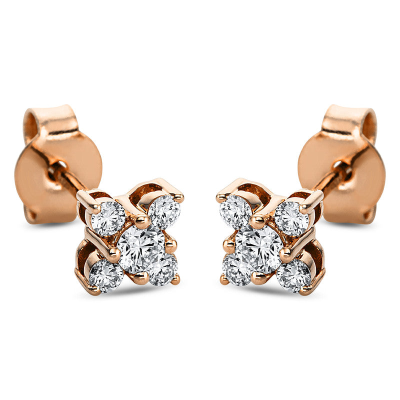 Ohrstecker 18 kt RG, 2 Brill. 0,18 ct, TW-si, 8 Brill. 0,23 ct, TW-si