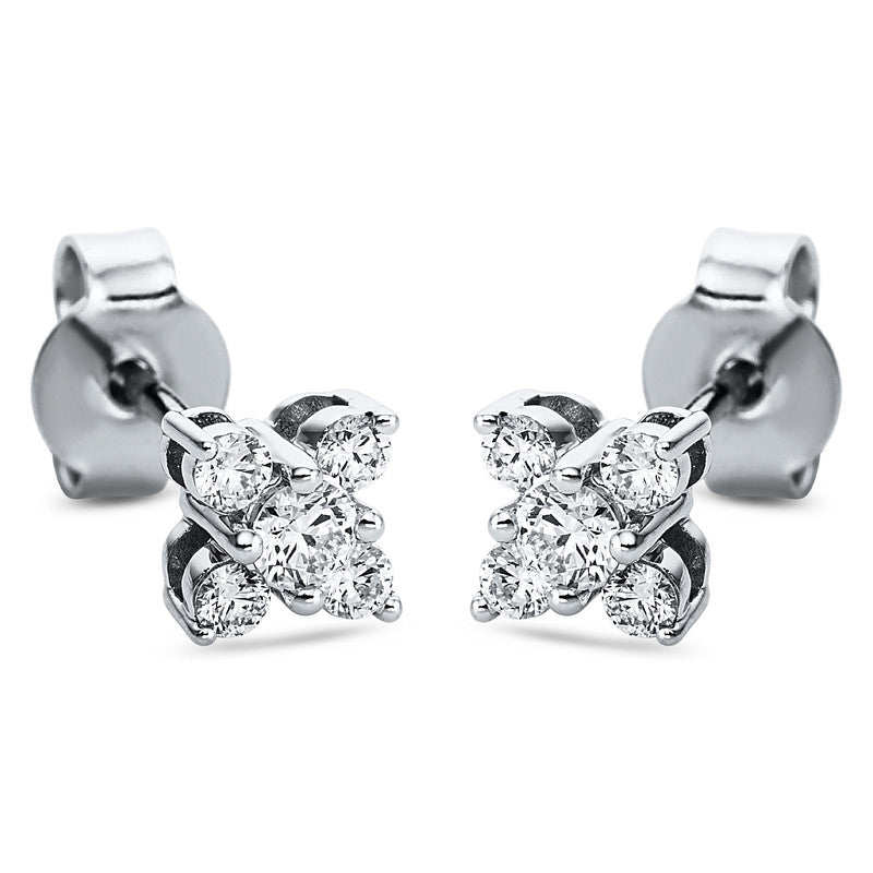Ohrstecker 18 kt WG, 2 Brill. 0,18 ct, TW-si, 8 Brill. 0,23 ct, TW-si
