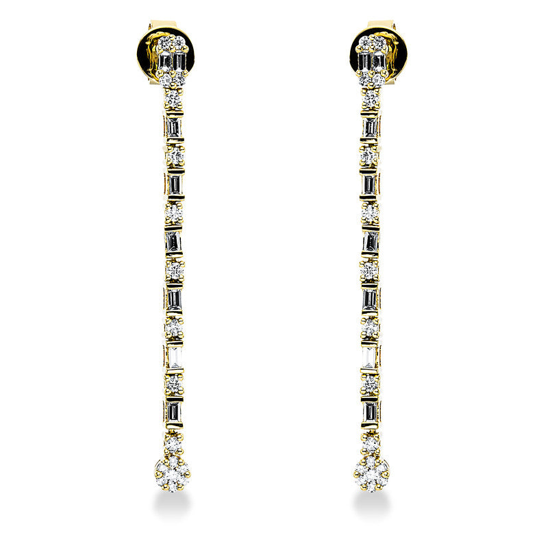 Ohrschmuck 18 kt GG, 16 Bag. 0,32 ct, TW-si, 36 Brill. 0,37 ct, TW-si