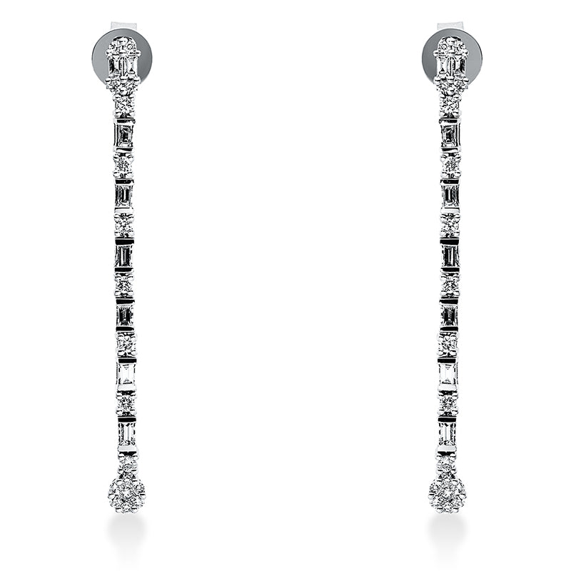 Ohrschmuck 18 kt WG. 16 Baguette 0.37 ct. TW-si. 36 Brillanten 0.38 ct. TW-si