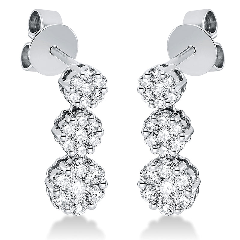 Ohrschmuck 18 kt WG. 18 Brillanten 0.64 ct. TW-si. 24 Brillanten 0.33 ct. TW-si