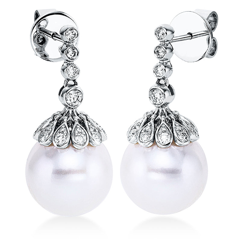 Ohrschmuck 18 kt WG, 36 Brill. 0,45 ct, W-si, 2 SW weiß 12,5 mm