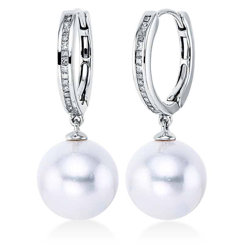 Ohrschmuck 18 kt WG. 32 Princ. 0.22 ct. W-si. 2 SS weiß 11-11.5 mm