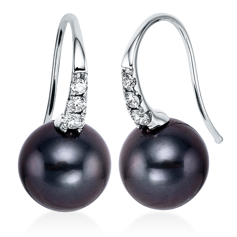 Ohrschmuck 18 kt WG, 6 Brill. 0,20 ct, W-si, 2 TA dunkel 10 mm