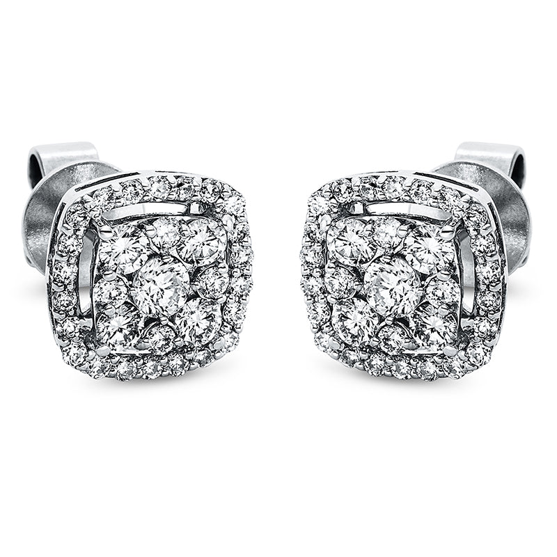 Ohrstecker 18 kt WG, 2 Brill. 0,12 ct, TW-si, 60 Brill. 0,50 ct, TW-si