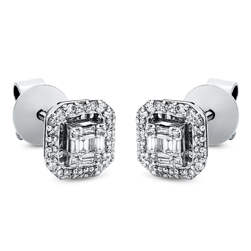 Ohrstecker 18 kt WG, 60 Fant-Schl. 0,18 ct, TW-si