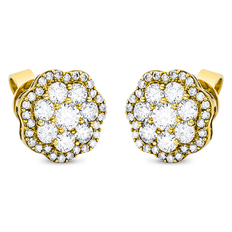 Ohrstecker 18 kt GG. 14 Brillanten 0.62 ct. TW-si. 2 Brillanten 0.19 ct. TW-si. 56 Brillanten 0.21 ct. TW-si