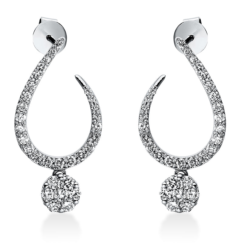 Ohrstecker 14 kt WG, 12 Brill. 0,37 ct, TW-vsi, 48 Brill. 0,57 ct, TW-vsi, 2 Brill. 0,08 ct, TW-vsi