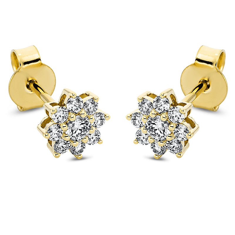 Ohrstecker 18 kt GG, 2 Brill. 0,17 ct, TW-si, 16 Brill. 0,34 ct, TW-si