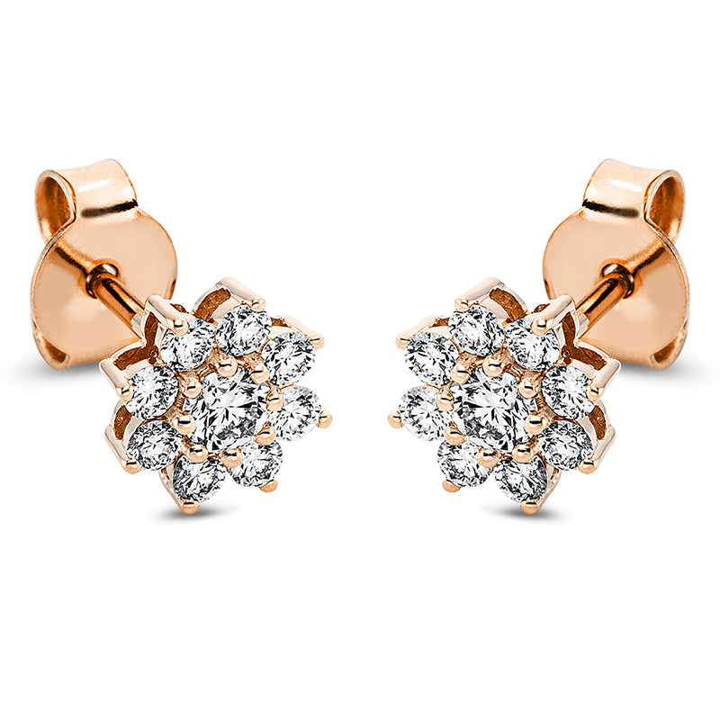 Ohrstecker 18 kt RG. 2 Brillanten 0.18 ct. TW-si. 16 Brillanten 0.33 ct. TW-si
